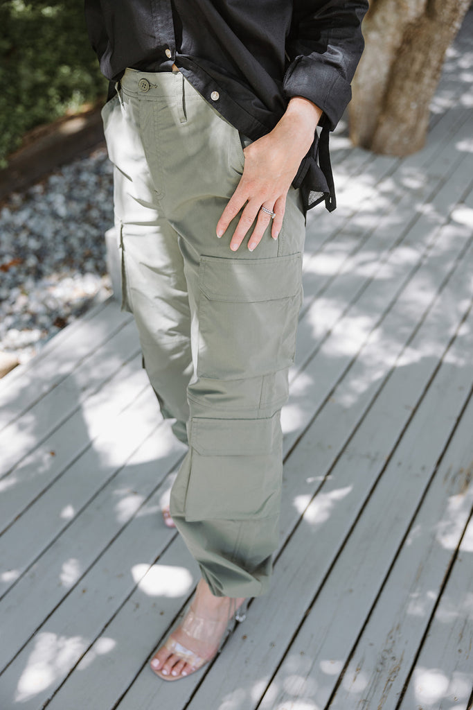 Cargo Pocket Nylon Pant - Olive