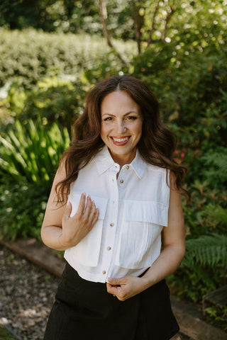 Flowy Linen Tank - White