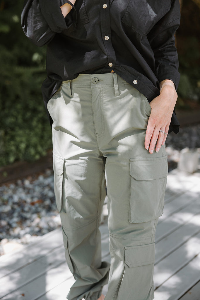 Cargo Pocket Nylon Pant - Olive