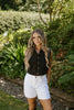 Sleeveless Button Up - Black