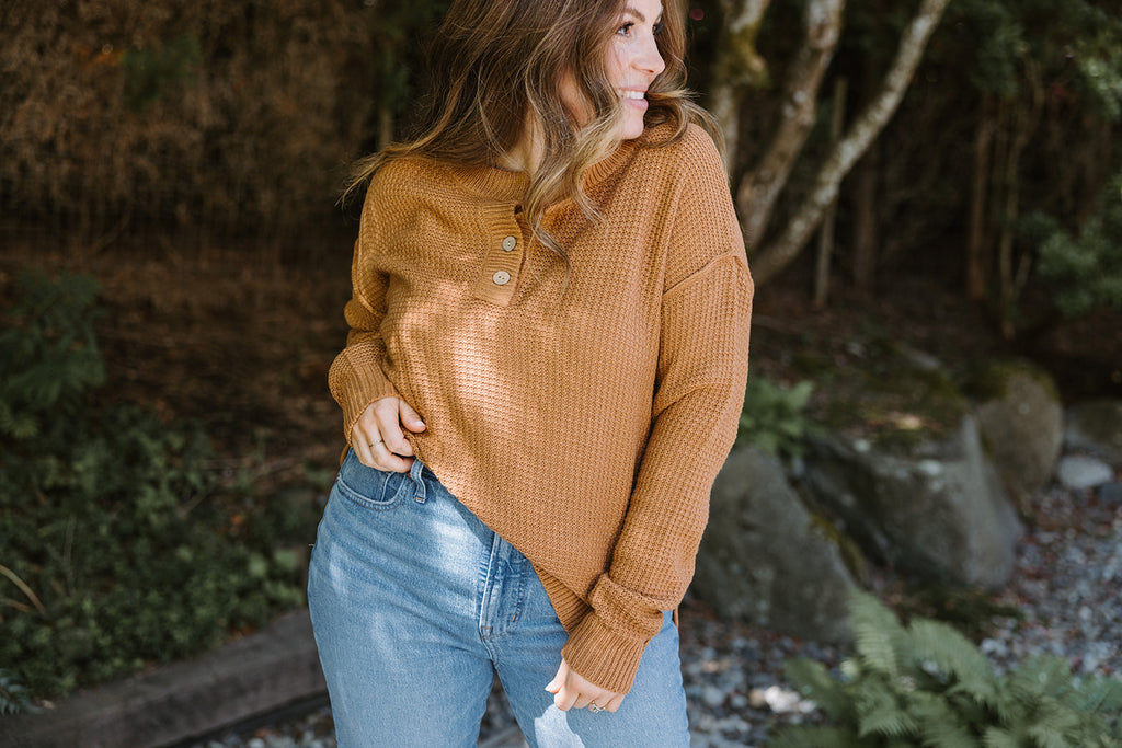 Henley Waffle Knit - Gold