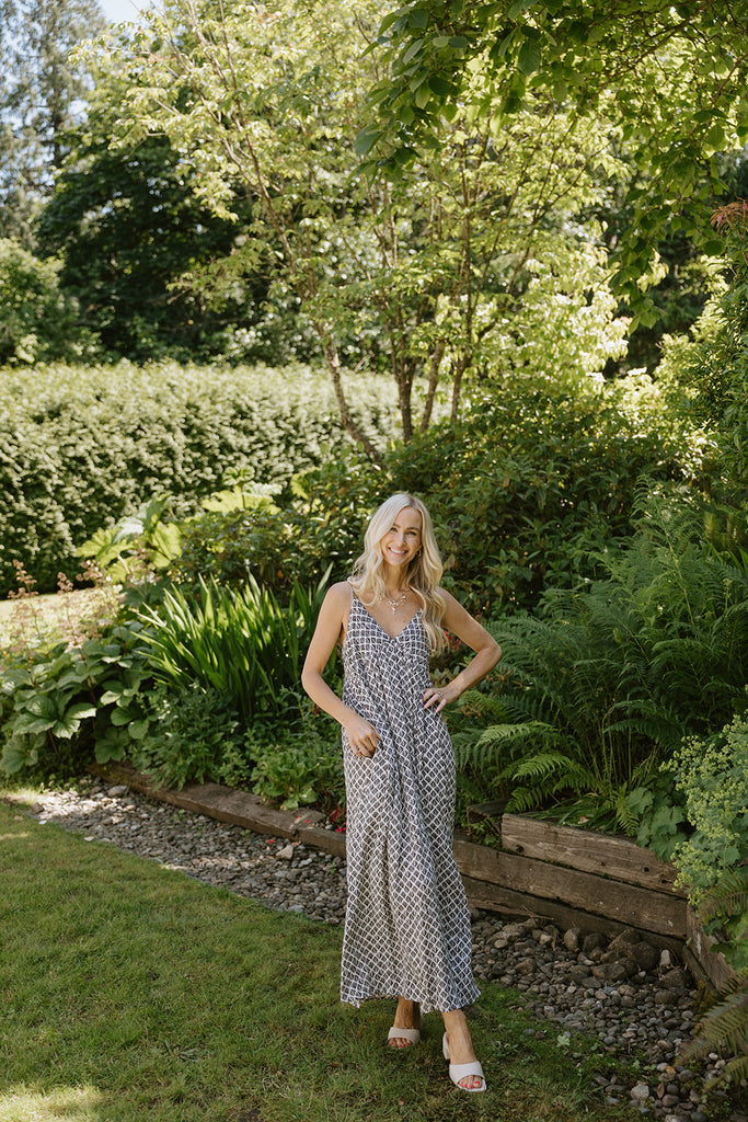Printed A-Line Swing Maxi - Black