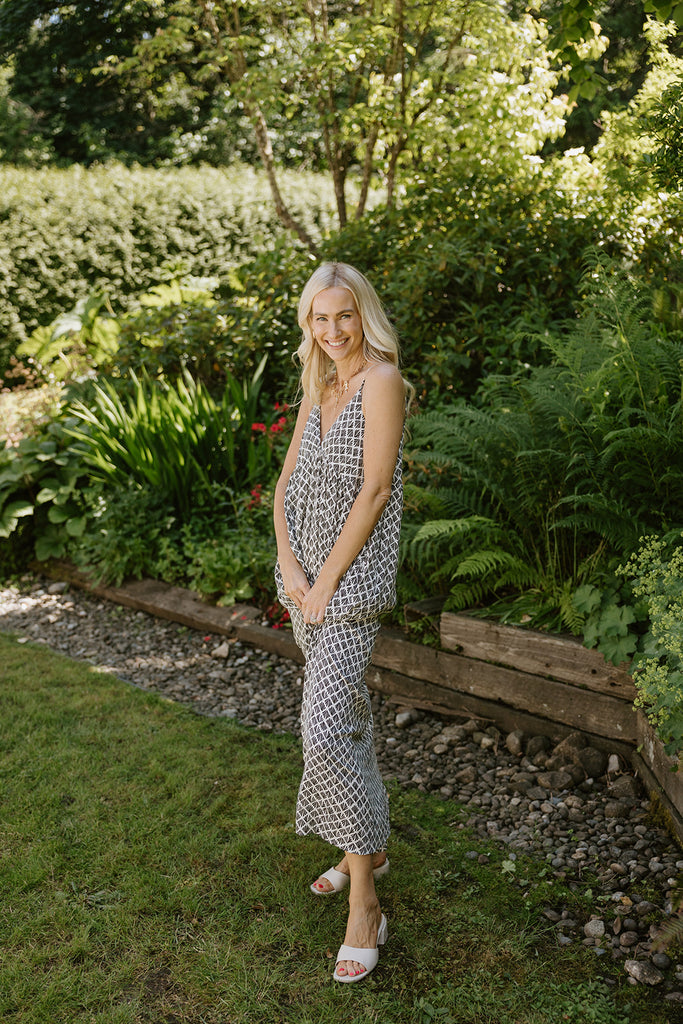Printed A-Line Swing Maxi - Black