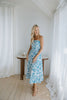 Strapless Floral Midi Dress - Blue