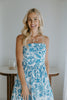 Strapless Floral Midi Dress - Blue