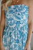 Strapless Floral Midi Dress - Blue