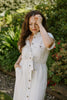Button Up Utility Dress With Pockets - Oat
