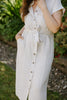 Button Up Utility Dress With Pockets - Oat
