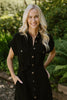 Button Up Utility Dress With Pockets - Black