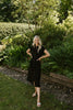 Button Up Utility Dress With Pockets - Black