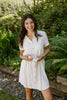 Collared Button Down Belted Dress - Natural