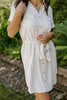 Collared Button Down Belted Dress - Natural