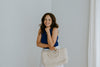 Woven Bag With Zipper & Handle - White