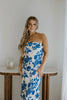 Tube Top Floral Maxi Dress - Blue