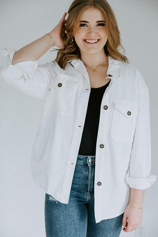 Linen Blazer With Single Button - White