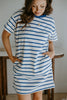 Striped Sweatshirt Dress - Blue