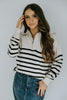 Half Zip Striped Sweater - Oat