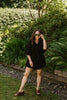 Oversized Linen Romper - Black