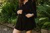 Oversized Linen Romper - Black