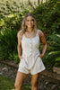 Faux-Set Button Up Vest Romper - Oat
