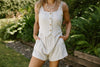 Faux-Set Button Up Vest Romper - Oat