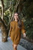 Cable Knit Sweater Dress - Cognac