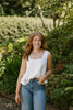 Flowy Linen Tank - White