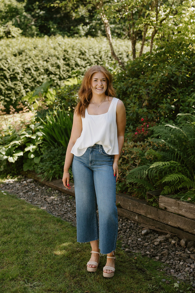 Flowy Linen Tank - White