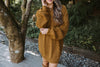 Cable Knit Sweater Dress - Cognac