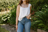 Flowy Linen Tank - White
