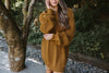 Cable Knit Sweater Dress - Cognac