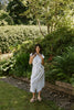 Striped Midi Linen Dress - Blue