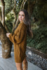 Cable Knit Sweater Dress - Cognac