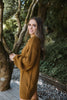 Cable Knit Sweater Dress - Cognac