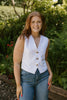 Button Up Vest - Linen - White