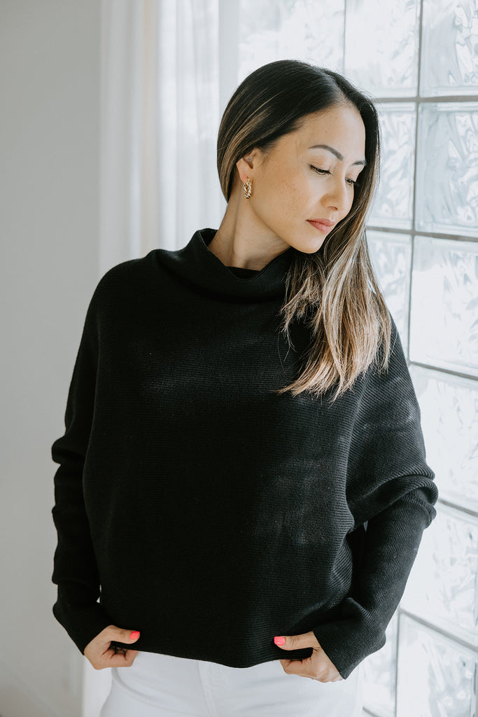 Slouch Neck Dolman Sweater - Black – Muse Social Fashion House