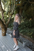 Printed Dress with Smocked Waist - Black