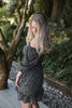 Printed Dress with Smocked Waist - Black