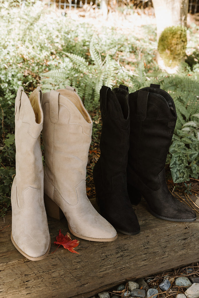 Western Suede Boot - Black