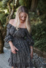 Printed Dress with Smocked Waist - Black