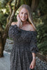 Printed Dress with Smocked Waist - Black