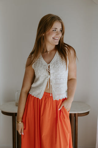 Flowy Linen Tank - White