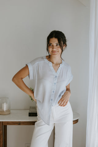Flowy Linen Tank - White