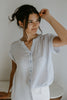 Striped Short Sleeve Blouse - Blue