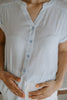 Striped Short Sleeve Blouse - Blue
