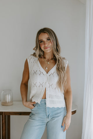 Flowy Linen Tank - White