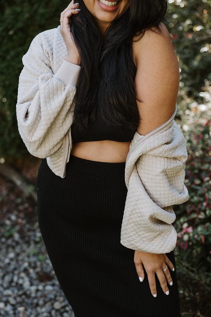Zip Textured Lightweight Jacket - Taupe