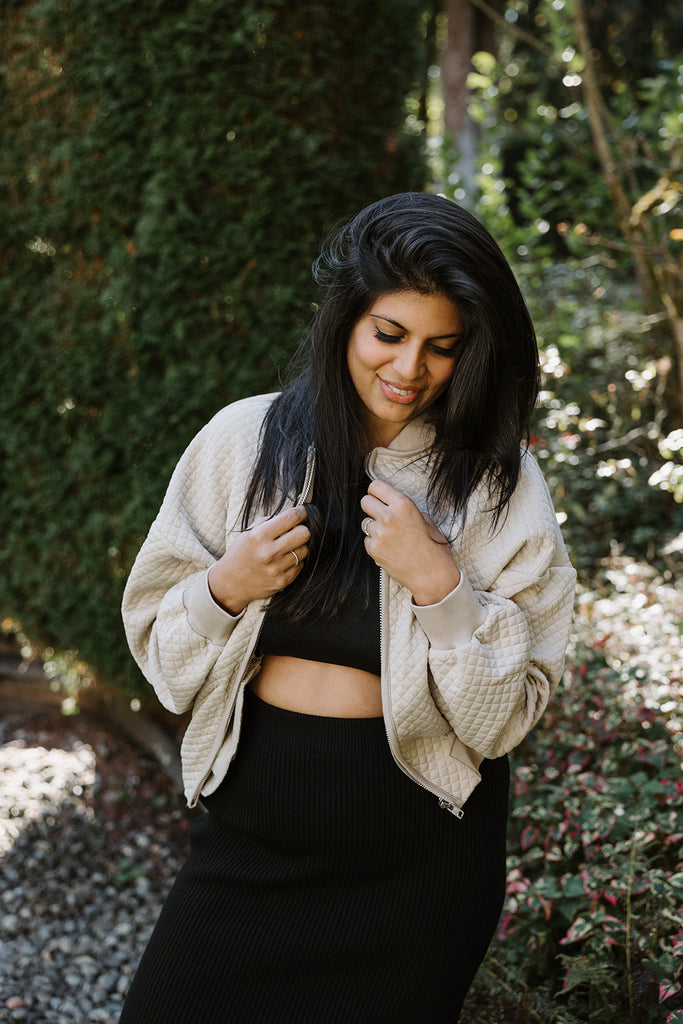 Zip Textured Lightweight Jacket - Taupe