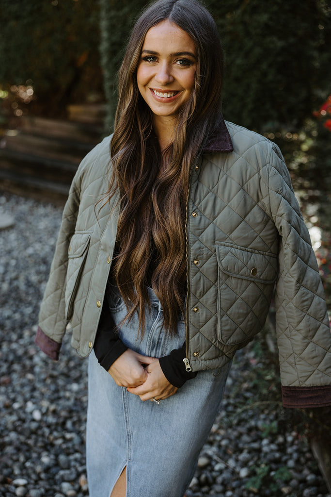Quilted Riding Jacket - Olive