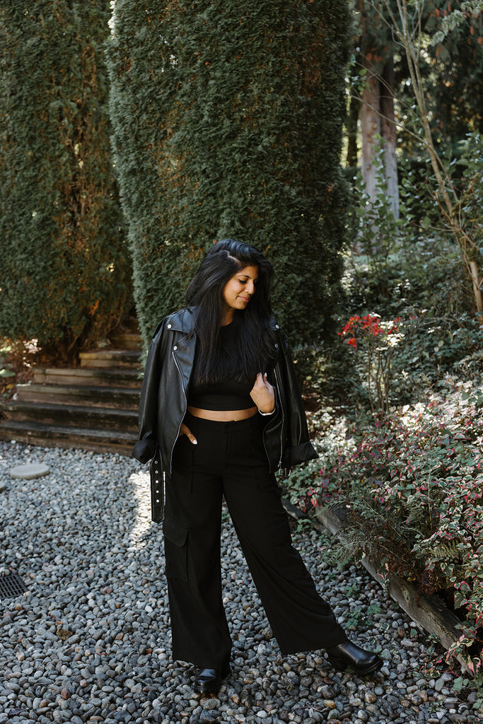 Cargo Wide Leg Pant - Black